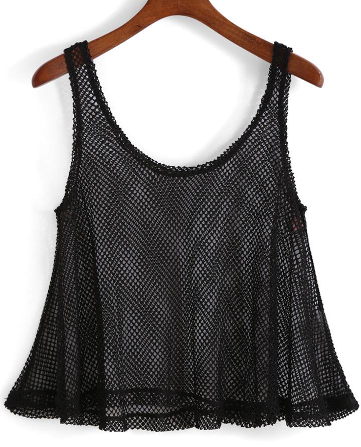 Romwe Mesh Hollow Tank Top