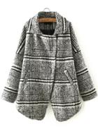 Romwe Lapel Striped Woolen Coat