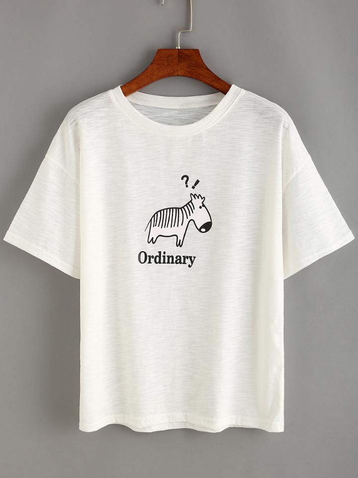 Romwe Lovely Zebra Print T-shirt