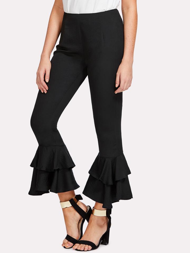 Romwe Tiered Ruffle Hem Pants