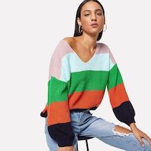 Romwe Drop Shoulder Cut And Sew Jumper