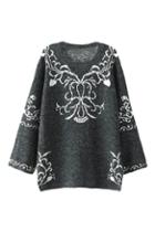 Romwe Totem Knitted Loose Split Jumper
