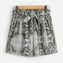 Romwe Belted Snake Print Shorts