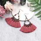 Romwe Bead Tassel Drop Earrings