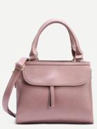 Romwe Pink Zip Front Fold Over Flap Satchel Bag