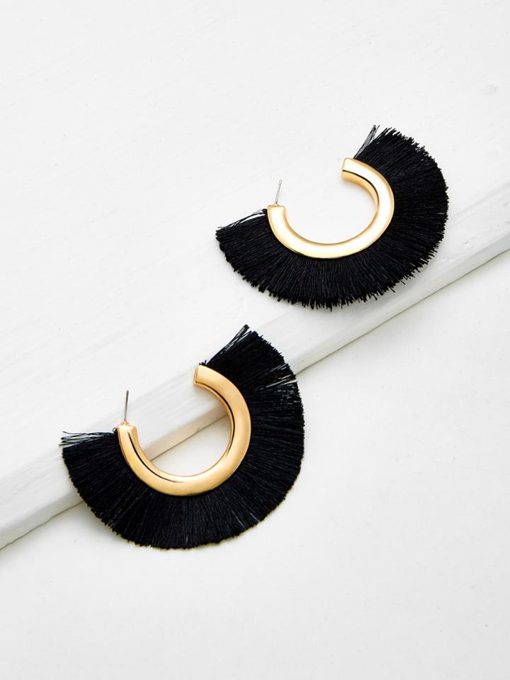 Romwe Half Circle Fringe Earrings