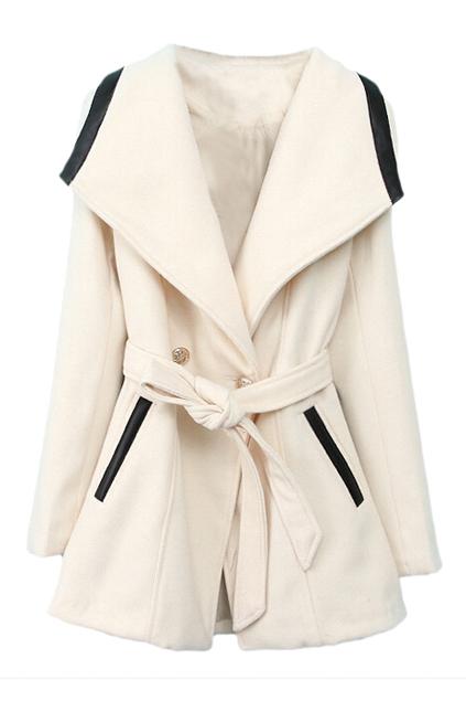Romwe Self-tie White Lapel Coat