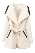 Romwe Self-tie White Lapel Coat
