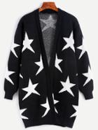 Romwe Black Star Graphic Sweater Coat