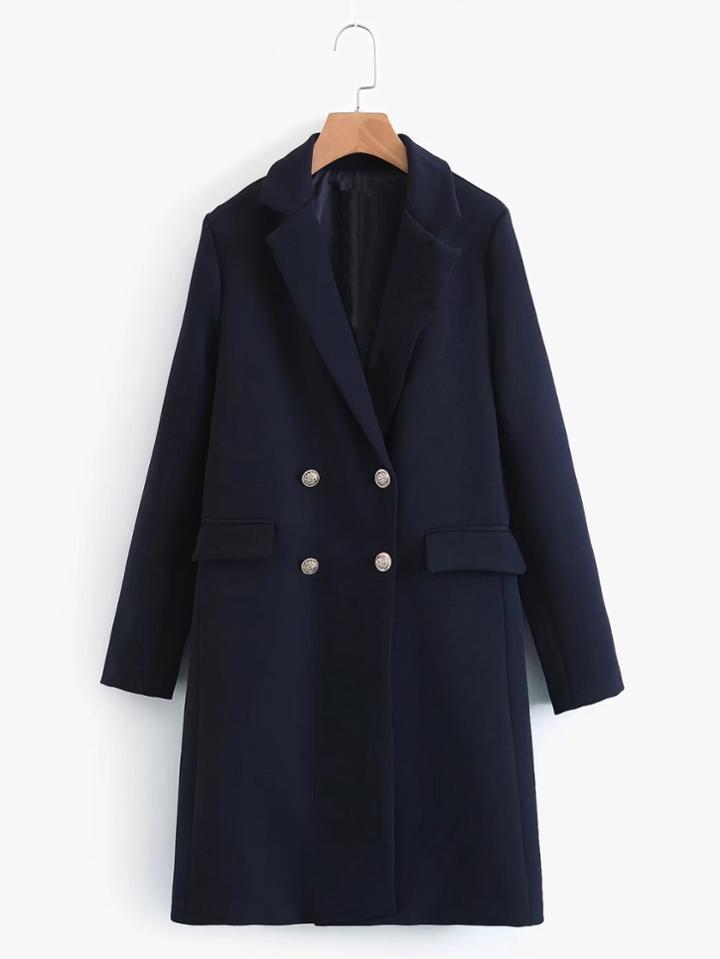Romwe Double Breasted Longline Coat