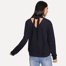 Romwe Cut Out Knot Neck Sweatshirt