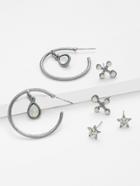 Romwe Cross & Star Design Earring Set 3pairs