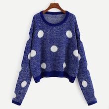 Romwe Plus Polka Dot Print Fuzzy Jumper