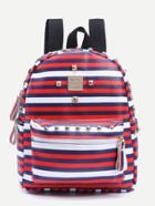 Romwe Multicolor Striped Print Studded Backpack