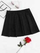 Romwe Box Pleated Zipper Side Suede Skirt