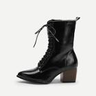 Romwe Lace-up Point Toe  Boots