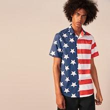 Romwe Guys Star And Striped Shirt