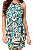 Romwe Colorful Painting Print Bodycon Dress