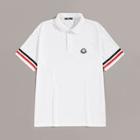 Romwe Guys Striped Cuff Button Half-placket Polo Shirt
