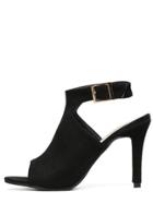 Romwe Faux Suede High Vamp Heeled Sandals