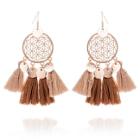 Romwe Disc Decorated Tassel Drop Earrings
