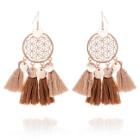 Romwe Disc Decorated Tassel Drop Earrings