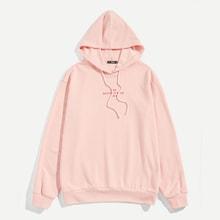 Romwe Men Letter Front Drawstring Hoodie