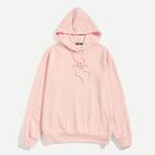 Romwe Men Letter Front Drawstring Hoodie