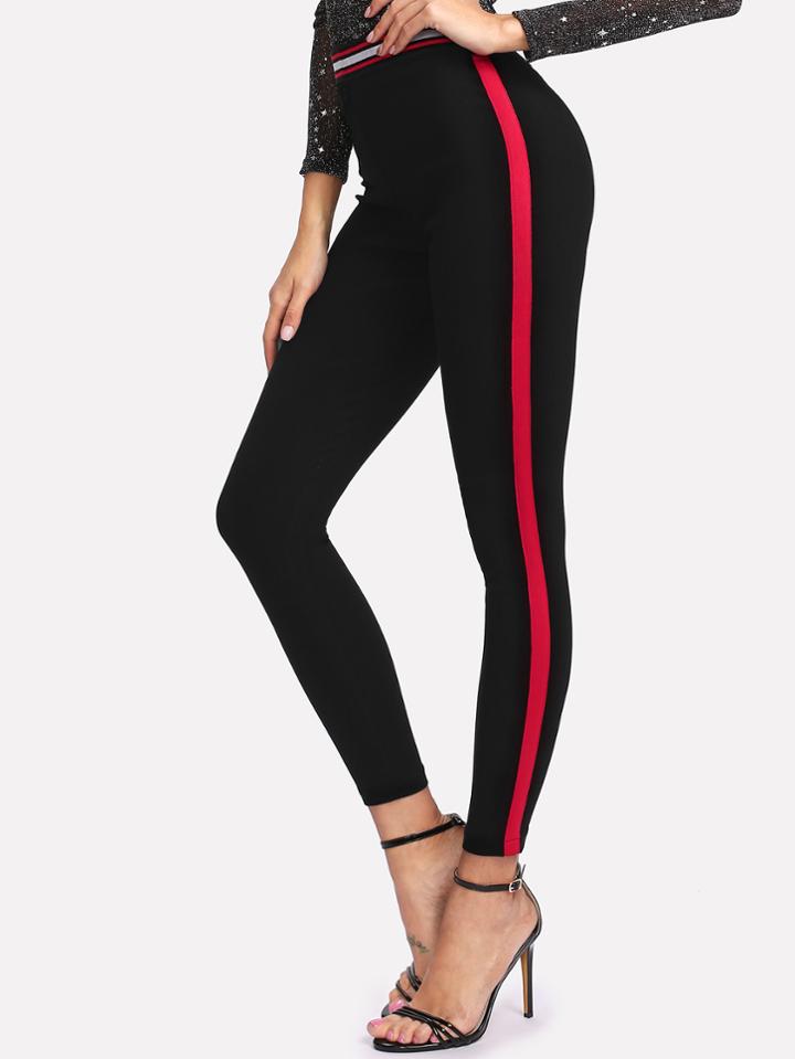 Romwe Stripe Contrast Side Jeans