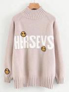 Romwe Slogan Print Raglan Sleeve Sweater