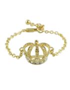 Romwe Gold Rhinestone Crown Chain Bracelet