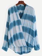 Romwe Tie-dyed Wrap Blouse