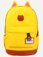 Romwe Yellow Canvas Backpack With Cat Ears