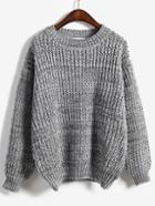 Romwe Round Neck Dolman Grey Sweater