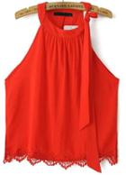 Romwe Red Off The Shoulder Lace Hem Tank Top