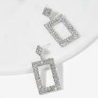 Romwe Open Rhinestone Rectangle Drop Earrings