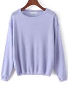 Romwe Round Neck Knit Purple Sweater