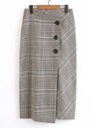 Romwe Button Up Plaid Wrap Skirt