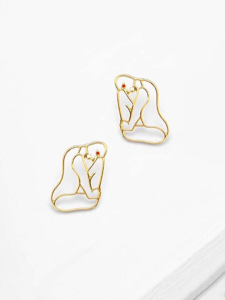 Romwe Open Human Figure Stud Earrings