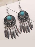 Romwe Feather Detail Statement Earrings