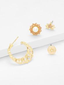 Romwe Star & Geometric Design Earring Set