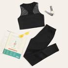 Romwe Mesh Insert Tank Top And Leggings Set