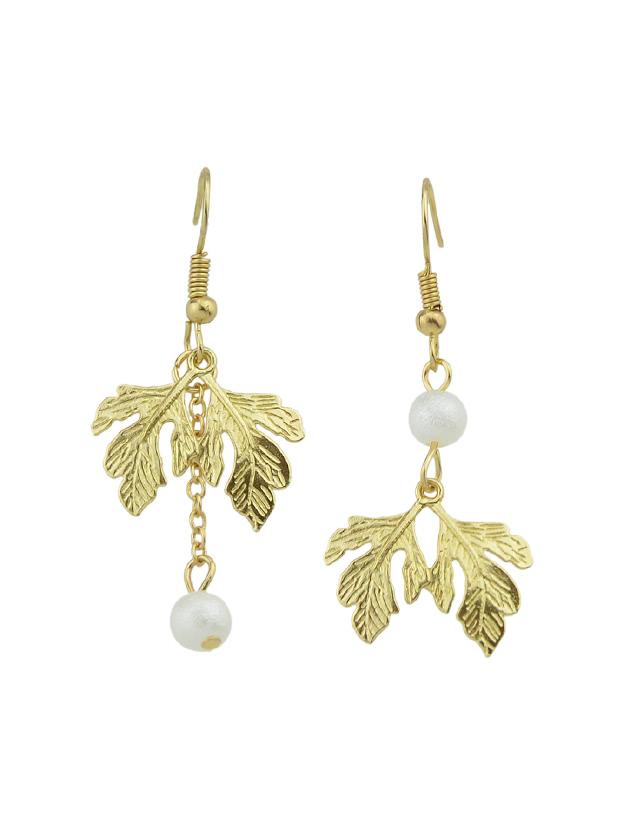 Romwe Leaf  Asymmetrical Dangle Earrings