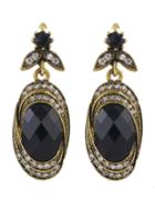 Romwe Black Gemstone Stone Earrings