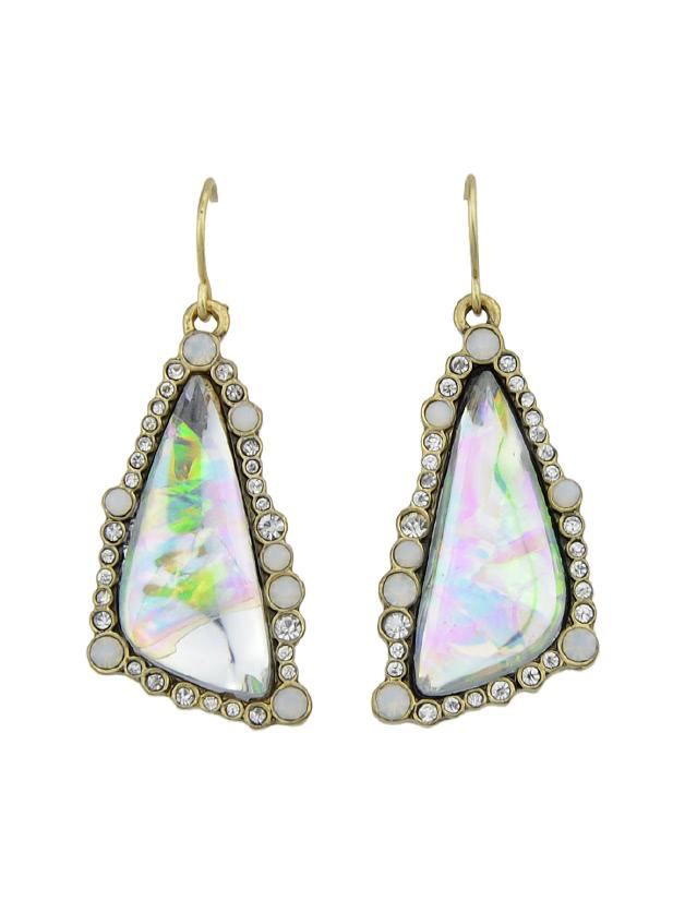 Romwe Natural Stone Rhinestone Shape Earrings