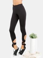 Romwe Cropped Tie Leggings Black