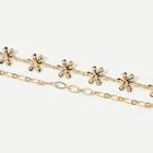 Romwe Flower Design Layered Chain Anklet