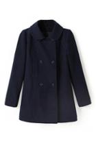 Romwe Double-breasted Navy Blue Coat