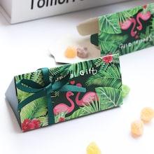 Romwe Flamingo Print Triangle Box With Ribbon 10pcs