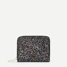 Romwe Colorful Sequin Zipper Around Purse